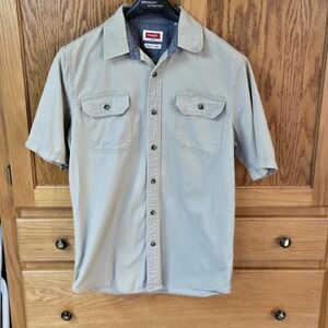 Wrangler Flex For Comfort Men's Khaki Collared Short Sleeve Button Shirt Sz S/P